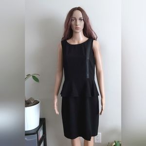 Andrew Marc New York black sleeveless peplum sheath midi dress